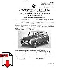 1972 Autobianchi A112 Abarth FIA homologation form PDF download (ACI)